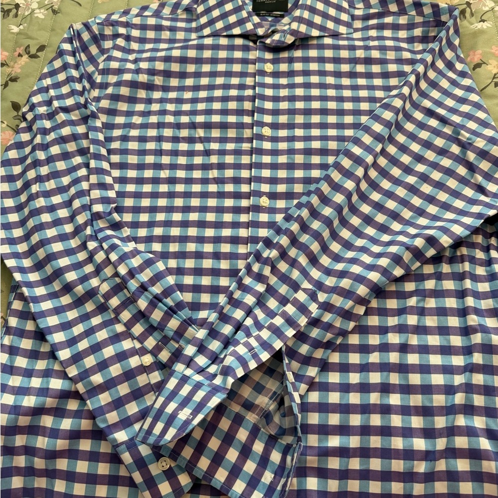 Tommy Hilfiger purple and White Plaid Men's Shirt